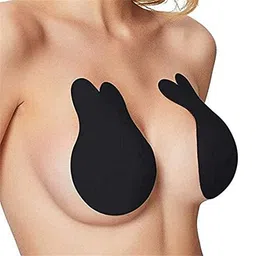 cartscorner Breathable Rabbit Breast Lifter Pull Invisible Anti-Sagging on The Breast Pad Silicone Nipple,C 1 Pair Plus Size Black image 1
