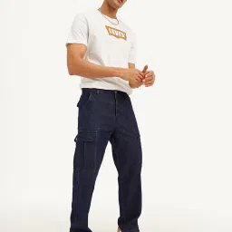 levi's Men's Navy Blue Straight Fit Mid Rise Cargo Jeans-picture-12