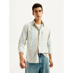 levi's Men's Striped Multi Color Spread Collar Flannel Shirt-picture-28