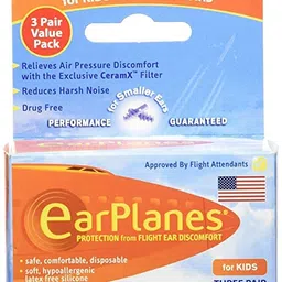 james healthplus James EarPlanes Earplugs Airplane Travel Ear Protection, PREVENT IN-FLIGHT EAR DISCOMFORT, EarPlanes the original pressure preventing earplug for both Kids and adults (Kids 3 Pair) image 1