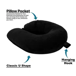 PILLOW TREE Black U-Shape Ultra-Soft Travel Neck Pillow With Eye Mask image 2