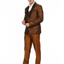 Three-Piece Suit Set for Men - Stylish Coat, Pant&Vest Combo-Perfect for Formal Events, Weddings&Business Meetings -Versatile&Premium Fabric for Comfort and Style_Brown Color image 2