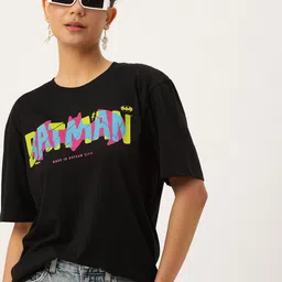 Kook N Keech Batman Women Printed Cotton Oversize T-shirt-image-12