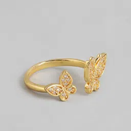 DressBerry Women Stone-Studded Butterfly-Shaped Adjustable Finger Ring-image-15