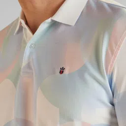 Louis Philippe Sport Men Printed Polo Collar Raw Edge Slim Fit T-shirt image 5