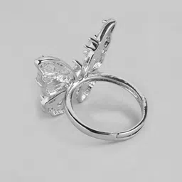 DressBerry Women Stone Studded Butterfly-Shaped Adjustable Finger Ring image 2