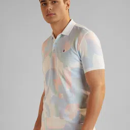 Louis Philippe Sport Men Printed Polo Collar Raw Edge Slim Fit T-shirt image 3