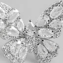 DressBerry Women Stone Studded Butterfly-Shaped Adjustable Finger Ring image 3