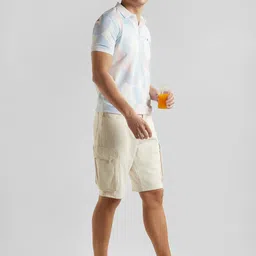 Louis Philippe Sport Men Printed Polo Collar Raw Edge Slim Fit T-shirt image 2