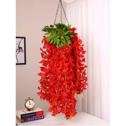 ARICK DECOR Artificial Hanging Orchid Flowers Bush For Wall Decoration Red (Pack of 12)-image-4