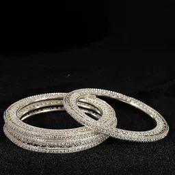 ZULKA Set of 4 Zircon Diamond Stone Metal Bangles-picture-30