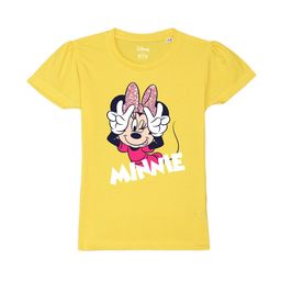 Wear Your Mind Girls Minnie Mouse Printed Puff Sleeves Pure Cotton T-shirt-picture-1