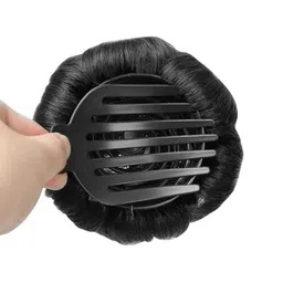 D-Divine Clip-In Curly Bun Hair Extension - Black - 3.9 Inch image 5