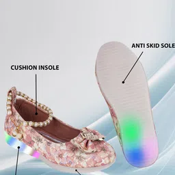 BAESD Girls Embellished Printed Party Ballerinas With Bows & LED Lights image 2