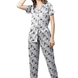 av2 Women Satin Short Sleeve Top And Pajama Set 2297 image 4