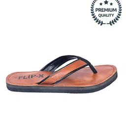 leaco Flip X Men Slippers Faux Leather Premium Slipper/Flip Flop | Durable | Anti-Slippery TPR Sole|Extra Cushioned | Stylish and Comfortable image 3