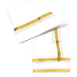 jupalaw 2 Meters Men's Silk cotton Zari Border Dhoti/lungi/vesti with Angavastram/gamcha towel/white (JDWG1) image 3