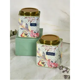 Living With Elan Gingham & Blooms Air-Tight Cha Shakkar Square Container (Set Of 2)-image-72