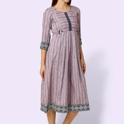 dummy shape Feeding Kurtis for Women Cotton | Maternity Flare Gown with Dual Nursing Zippers for Pre & Post Pregnancy | Gifts for Pregnant Women image 5