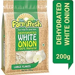Jain Farm Fresh Dehydrated White Onion -Large Flakes 200g (Pack of 4) 200 g = 1.2 kg of Fresh Raw Onion No Added Preservatives | No Added Color |100% Natural (White Onion) image 1