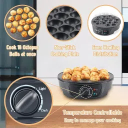 Electric Takoyaki Maker 18 Holes Takoyaki Grill Pan for Restaurant Cafe Home image 1