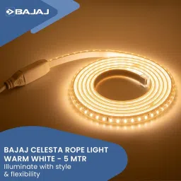 Bajaj Celesta Led Rope Light 120L 5M Cdl | 3.5 Kv Surge Protection | Energy Efficient | Waterproof | Rust Resistant | Water Resistant | 5 Mtr | Warm White image 1