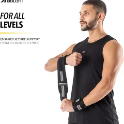 Boldfit Wrist Supporter for Gym Wrist Band for Men Gym & Women with Thumb Loop Straps Accessories for Men Hand Grip & Support Straps for Weightlifting Polyester - Grey image 4
