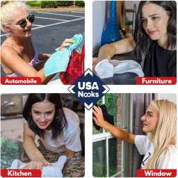 USANOOKS Microfiber Cleaning Cloth-High Performance,1200 Washes-Grip-Root Ultra-Absorbent Weave Traps Grime&Liquid For Streak-Free Mirror Shine-Scratch Proof&Lint Free-12X (16 X16In) Towel Cloths image 4