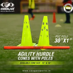 COUGAR Agility Hurdle 15" Cones with Pole Set (6 Cones and 3 Poles) Sports Marker Cones for Agility Training - Hurdles for Track, Soccer, and Football image 1