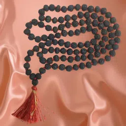 A&S Ventures Original Panchmukhi Rudraksha Mala (Black, 6 mm, 108+1) for Japa and Meditation – Natural 5 Mukhi Beads with Authentic Certificate - (Small Beads) image 2