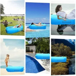 Horizonite Inflatable Lounger Air Sofa | Portable & Lightweight Air Sofa for Travelling, Camping, Hiking, Beach Parties | Easy Setup, Relax Anywhere Blue image 3
