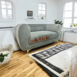 Modern Teak Wood Sofa for Living Room 40D Foam, Comfortable & Durable Seating,Elegant Design, Perfect for Small Spaces & Lounging,Hotels & Offices (Grey, 2 Seater) image 1