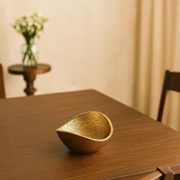 MARKET 99 Glossy Golden Aluminium Tabletop Bowl | Decorative Ribbed Centerpiece for Dining Table & Living Room | Stylish Washable Home Accent for Gifting and Elegant Modern Décor image 3