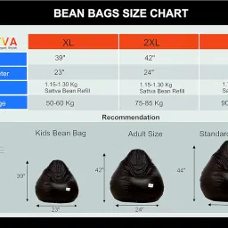 Sattva Classic Leatherette Bean Bag Cover (Without Beans) XXL Size - Orange image 1