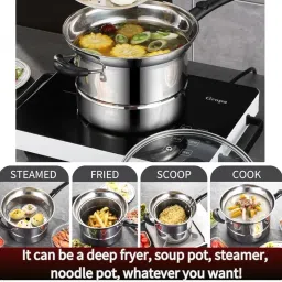 Multifunctional 22cm Non-Stick Fry Pot Kadai | Scratch-Resistant Deep Fry Pan | Gas & Induction Friendly Cookware for Snacks, Gravies, Frying & Everyday Cooking | Durable Easy-Clean Design image 3