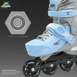 JASPO Sparkle 2.0 Adjustable Inline Roller Skates for Kids & Youth – PU Wheels, ABEC-7 Bearings, Hard Boot, – Aluminium Chassis, 70mm PU 82A Wheels L (23 to 26 cms) image 2