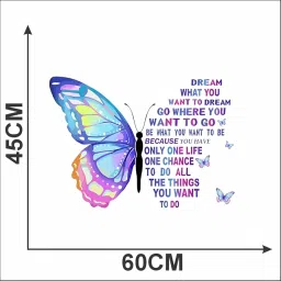 Butterfly Wall Sticker with Motivational Quote | 3D Effect Vinyl Wall Decal | Dream Big Inspirational Quote Wall Art | Waterproof & Removable | 60 x 45 CM Self Adhesive Sticker for Bedroom image 4