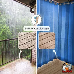 HIPPO 180 GSM Outdoor Sun Blocking Balcony Eyelet/Grommet Curtains Sun & UV Protection, Light Filtering 4.5FTX9FTLong Door Curtain (Blue) image 2