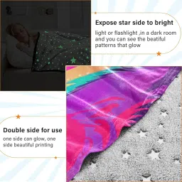 gaigeo Pug Dog in Rainbow Colors Glow in The Dark Blanket, Large Soft Travel Blanket, Long Flight Essentials image 4