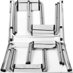Yorten Heavy Duty Aluminum Portable Folding Picnic Table & Chairs Set (Silver) image 4