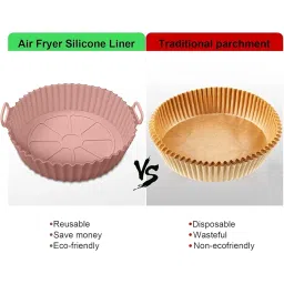 Reusable Air Fryer Silicone Pot – Heat-Resistant Food-Grade Basket for All Air Fryer Models – Non-Stick, Easy-Clean, Oil-Draining Design for Healthier Cooking image 1