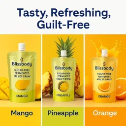 Blissbody – India’s First Sugar-Free Millet Drink | Gut-Friendly & Diabetic Safe | Pineapple, Mango, Orange | 200ml x 24 Pack image 4