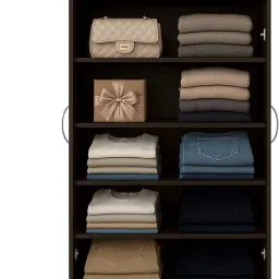 NITYAM Joy Black Double Door Almirah � Lockable Wooden Wardrobe with Mirror, Scratch & Termite Resistant, Ideal for Files & Clothes image 4