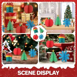 Haoser 16 PCS DIY 3D Christmas Wood Crafts to Paint | Unfinished Wooden Cutouts | Xmas Ornaments for DIY Art, Hand Painting & Christmas Decorations (4 Unique Styles) image 5