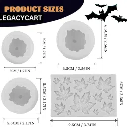 LEGACYCART 3D Different Pumpkin Candles And 13 Cavity Maple Leaf Silicone Mould, Halloween Cakes Silicone Mold, Pumpkin and Maple Leaves Fondant Resin Molds for Halloween, Thanksgiving, Fall Home Decor (PACK OF 4) image 1