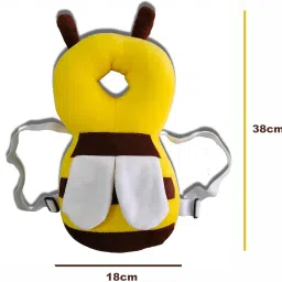 Baby Head Guard Safety Protector Cushion Plush Soft Toy Early Learning Toy Crawling Walking Running Toddler Fall Protection Baby Protector Child Adjustable Shoulder Strap Backpack Socks Elbow for Crawling, Anti-Slip Padded Stretchable Elastic Cotton Padded Cap Guard for Crawling Infant Girl Boys Safety Protector Comfortable for Leg and Hand (Black, Yellow Bee and Knee Socks) image 3