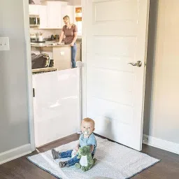 Retractable Baby Gate – 34” Tall, Extends to 55” Wide, Extra Wide Safety Gate for Kids & Pets | Indoor/Outdoor Child Safety Gate for Stairs, Doorways & Hallways Pack of 1 image 2