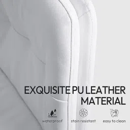 Set of 2 Bar Chairs PU Leather Counter Height Barstool with Back, Height Adjustable & 360 Degree Swivel Counter Chair (2, White) image 3