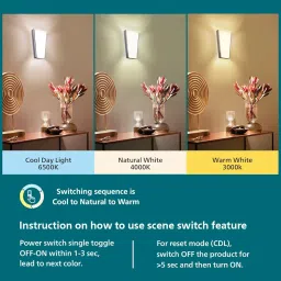 PHILIPS 12W 3 Colours in 1 Decorative Wall Light | Neos Gold Scene Switch Wall Light for Decoration | Colour : Tunable White, Pack of 1 image 4