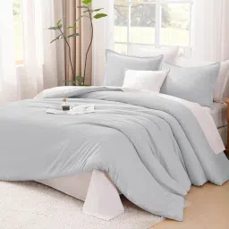 Litanika Light Grey Comforter Twin Size, 2 Pieces Boho Lightweight Solid Bedding Set & Collections, All Season Fluffy Bed Set (66x90In Comforter & 1 Pillowcase) image 4